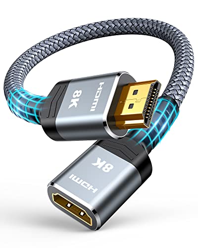 Highwings 8K 4K HDMI Extender Cable - 1.5FT, Ultra High Speed HDMI Adapter Male to Female, Compatible with PS5, Roku Stick, Blu Ray Player, HDTV, Laptop - color: Grey, size: 1.5 feet, style: 8k 1pack