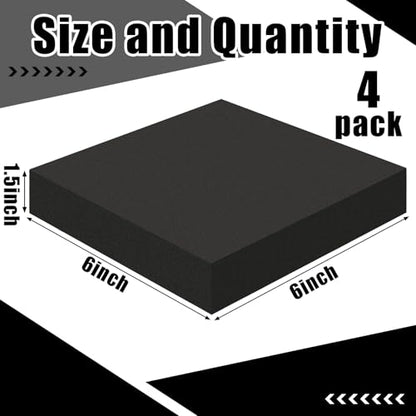 4 Pcs 1.5" Thick Foam Padding Sheet with Adhesive Backing 6 x 6 Inches Self Stick Neoprene Insulation Foam Sheet Black for Furniture Cars Speakers - color: Black, size: 1.5 Inch Thick, 6 x 6 Inches