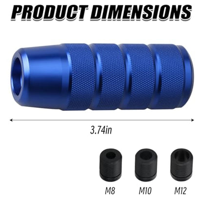 Osilly 3.74 Inch Aluminum Shift Knob with 3 Threaded Adapters, Blue | aluminum alloy construction, ergonomic extended grip, supplied adapters, for manual and select automatic cars, interior parts - color: Blue