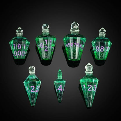 7PCS Potion DND Dice Set,Transparent Sharp Edge Dice Set D&D RPG Polyhedral Die,for Dungeons & Dragons, and TTRPG Roleplaying Games (Green) - color: Green