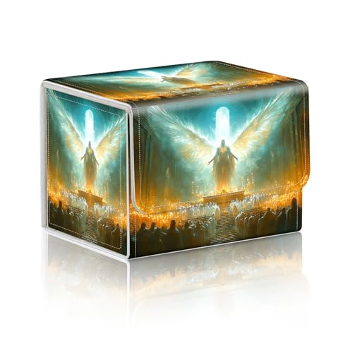 Trading Card Storage Box, Holds 100+ for MTG Cards, PU Leather with Magnetic Closure, Angel in Temple Fantasy Painting Durable Deck Box for Magic the Gathering, Trading Card Games - color: Angel in Temple Fantasy Painting
