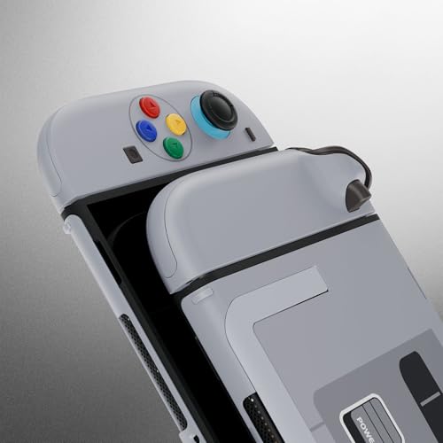 eXtremeRate DIY Replacement Shell Buttons for Nintendo Switch 2, Full Set Back Plate Controller Housing with Button for Switch 2 Console & Joycon 2 - Deluxe Version - SFC SNES Classic EU Style - color: SFC SNES Classic EU Style