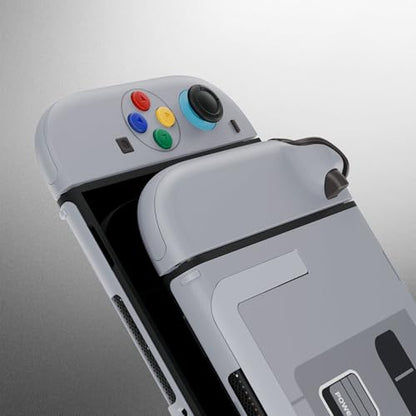 eXtremeRate DIY Replacement Shell Buttons for Nintendo Switch 2, Full Set Back Plate Controller Housing with Button for Switch 2 Console & Joycon 2 - Deluxe Version - SFC SNES Classic EU Style - color: SFC SNES Classic EU Style