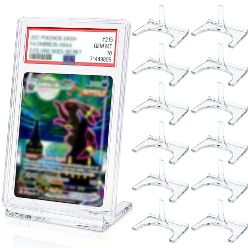 Clear Acrylic Trading Card Holder Display Stand Easel 12 Pack | For Playing Card Holder, Photo Card Holder, Sports & Baseball Card Holder, Graded Card Display, Magnetic Holders, Top Loaders - size: 12 Pack