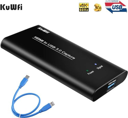 KuWFi HDMI to USB3.0 Audio Video Capture Cards Game Streaming Live Stream Broadcast 1080P for All HDMI Devices Such as Laptop/PS4/Swi/Xbox