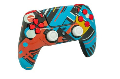 Custom Controllerzz Custom Wireless Controller Compatible with PS5 - Multiple Designs Available (Abstract Fusion & Red Chrome) - color: Abstract Fusion & Red Chrome