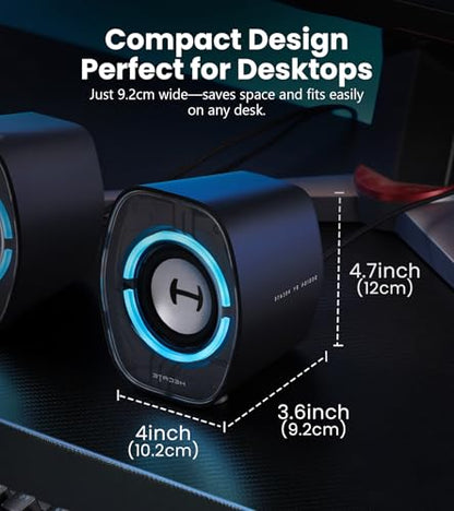 Edifier G1000 II Desktop Computer Speakers for Gaming, 2.5" Full-Range Driver & Enhanced Bass, Bluetooth 5.4 USB-C AUX, 9 Dynamic RGB Lighting Modes for PC - Black (Renewed)