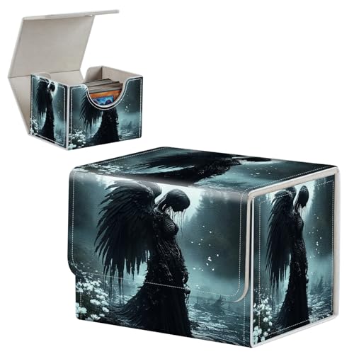 Deck Box for MTG/TCG/CCG,100+ Sleeved Card Holder,PU Leather 4.1×3.15×3.54 Trading Card Storage Box Case with Magnetic Closure,Quick Access for MTG Game Cards,Dark Angel - color: Dark Angel, size: 4.1×3.15×3.54 inch