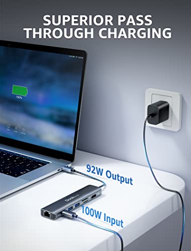 dockteck 7-in-1 USB C Hub with 4K 60Hz HDMI, 1Gbps Ethernet, 100W Power Delivery, SD/TF Card Slots, USB 3.0 Data Ports for MacBook, iPad Pro, XPS - style: Pro series
