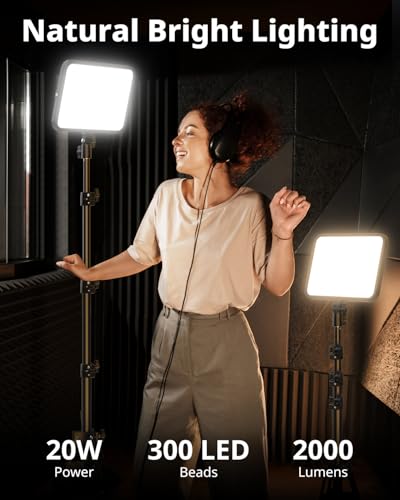 UBeesize 2 Pack LED Video Light Kit, Photography Lighting, 13" Studio Lights with 65" Tripod Stand and Phone Holders, Podcast Lighting for Video Recording,Tiktok,YouTube - size: 2-pack