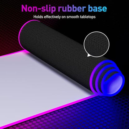 RGB 마우스패드 LED 마우스 패드, 대형 마우스 패드, LED 및 빅 마우스 매트(화이트) - color: RGB 화이트