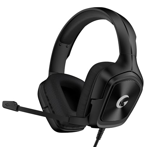 Wired Gaming Headset with Noise Cancelling Mic, Adjustable Headband, Breathable Ear Cups, for PC, PS5, Xbox, Switch, Black