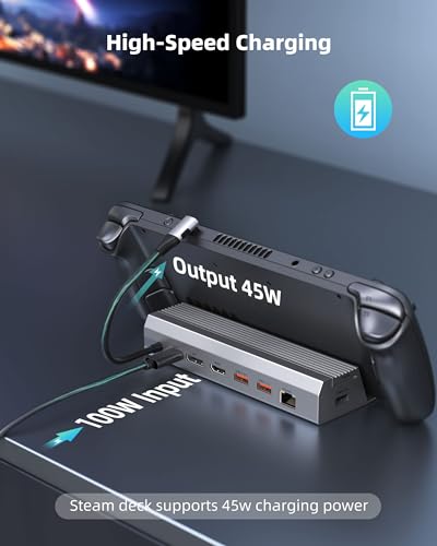 M.2 Steam Deck Dock,Docking Station for Steam Deck OLED/ROG Ally/Legion Go S/ROG Xbox Ally,with HDMI&DisplayPort(4K@60Hz),Gigabit Ethernet, 3*USB-A 3.2,M.2Slot(SSD Expand Storage),USBC 100W Charge - style: Steam Dcek Dock(DP&HDMI)