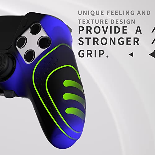 PlayVital Guardian Edition Anti-Slip Ergonomic Silicone Cover Case for ps5 Edge Controller, Soft Rubber Protector Skin for ps5 Edge Wireless Controller with Thumb Grip Caps - Blue & Black - color: Blue & Black