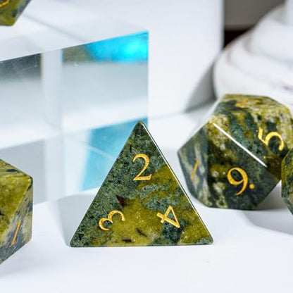 UDIXI Agate Gemstone Dice Set D&D Stone DND Dice Set for RPG Tabletop Games | Natural Stone, Premium Gift Box, DM Gift, for Dungeons and Dragons Role Playing Games - color: Brazilian Agate