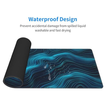 Gaming Mouse Pad, Black Teal Blue Mouse Pad 11.8x23.6 Inch Large Extended Computer Mouse Mat Keyboard Full Desk Mousepad for Gaming, Office, Home - color: style-11, size: 11.8 x23.6-Inch