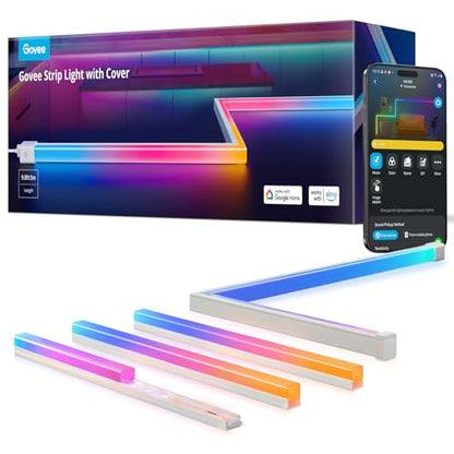 Govee RGBIC LED Strip Lights 9.8ft with Covers,Smart Control, APP, WiFi | Work with Alexa,Google Assistant,Matter and Smarthings, Diffuser Channel with LED Lights for Bedroom, Skirting Lines, Cabinet - size: 9.8ft