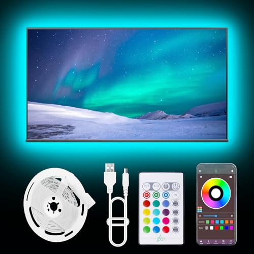 GANZQH 16.4FT USB RGB Led Lights for TV 32-80Inch with Remote & App Control | USB Led Strip Light with Remote, App Control, RGB TV Lights Music Sync Color Changing, Led Lights for Room Gaming Accessories - size: 16.4FT