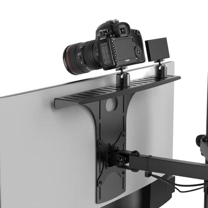 HumanCentric DSLR Monitor Mount Large, Desk Camera, Webcam & Mic Shelf | For Monitor VESA Arm, Replace Clamp Tripods, 100x100mm Patterns, Aluminum, Hardware Included, Light Mounting - size: Large Shelf