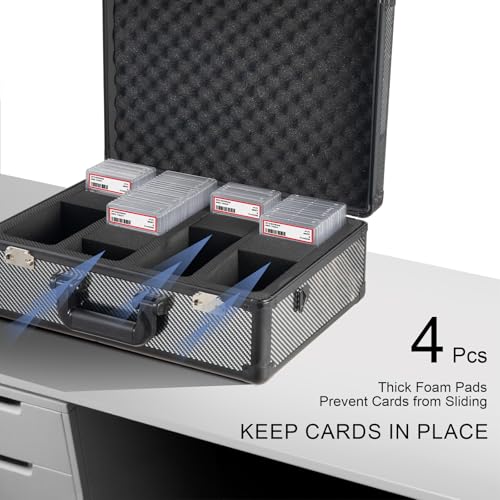 Graded Card Storage Box – Aluminum Alloy Trading Cards Storage Box with Combination Lock - Holds 140+ Graded Cards, Sports Card Case, Fits PSA, CSG, BGS (Carbon Fiber) - color: Carbon Fiber