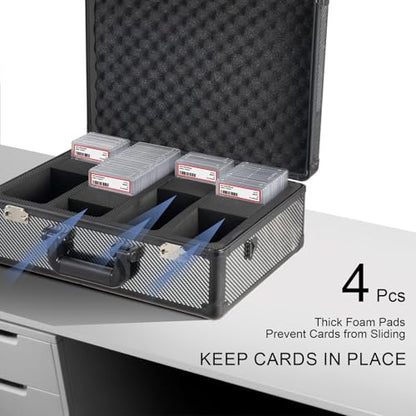 Graded Card Storage Box – Aluminum Alloy Trading Cards Storage Box with Combination Lock - Holds 140+ Graded Cards, Sports Card Case, Fits PSA, CSG, BGS (Carbon Fiber) - color: Carbon Fiber