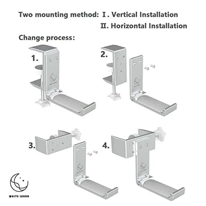 Under Desk Headphone Hanger, Foldable Aluminum Headset Hook for Clean Desk Setup, Space Saving Clamp Mount for Gaming & Home Office