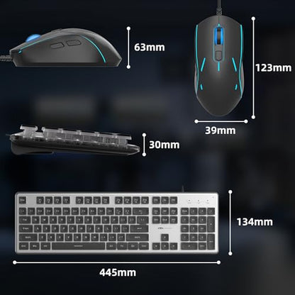 Camiysn Gaming Creamy Keyboard and Mouse, Black 104 Keys RGB and 6 Speed RGB Mouse Combo, Pudding Keycaps Silent Computer Keyboard for Computer/PC/Laptop/Mac/Windows/Office - color: Black