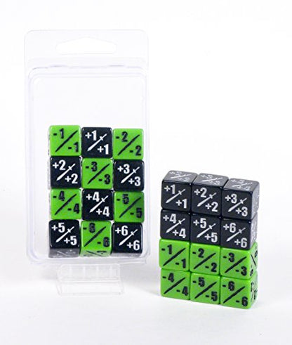 Premium MTG +1/+1 and -1/-1 Counter Dice 12 Piece Combo Pack Hedral 12d6 - Magic: The Gathering TCG CCG