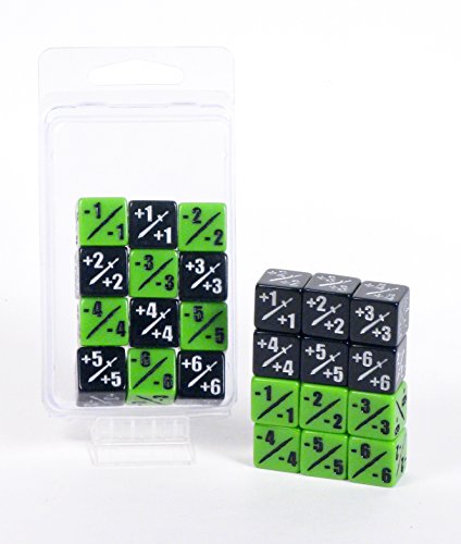 Premium MTG +1/+1 and -1/-1 Counter Dice 12 Piece Combo Pack Hedral 12d6 - Magic: The Gathering TCG CCG
