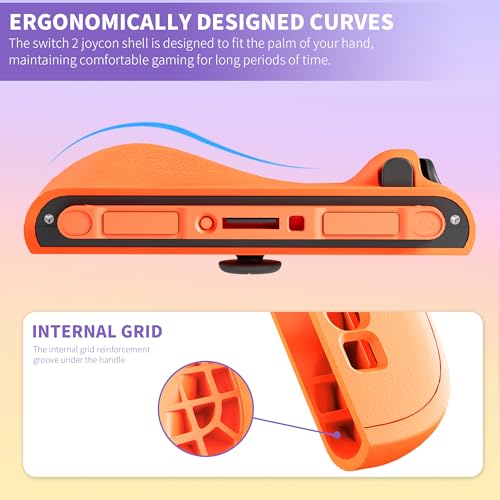 PAWDIARY Silicone Switch 2 Controller Grip Case, Frosted Handheld Switch 2 2025 Controller Protective Cover Skin and 2 Thumb Caps, [2 Pieces] Comfort Anti-slip Softshell - Purple&Orange - color: Purple-Orange