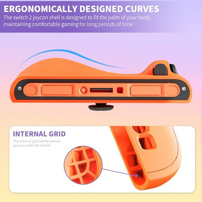 PAWDIARY Silicone Switch 2 Controller Grip Case, Frosted Handheld Switch 2 2025 Controller Protective Cover Skin and 2 Thumb Caps, [2 Pieces] Comfort Anti-slip Softshell - Purple&Orange - color: Purple-Orange