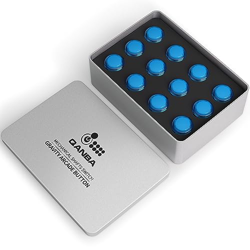 Qanba Gravity KS Mechanical Shafts Silent Pushbutton 24mm Snap-in (Boxed (Clear Blue E01(12 pcs) - color: Clear Blue E01(12 pcs）