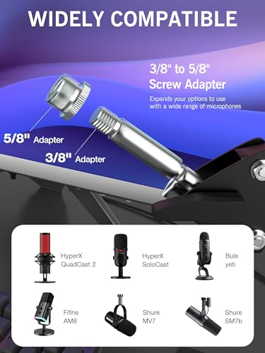 For HyperX QuadCast 2 Boom Arm - Mic Arm Compatible with Hyper x QuadCast, Microphone Boom Arm with Cable Ties, Improve Sound Quality, Mic Boom Arm for Hyperx QuadCast by SUNMON - color: QuadCast 2 Mic Boom Arm