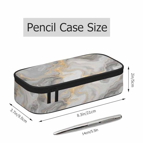 Marble Pencil Holder Bag White Fluid Texture Pencil Case College Office Organizer for Teens Adults - color: Marble 01