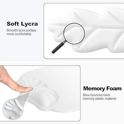 Keyboard Wrist Rest and Mouse Pad with Wrist Support Set, Ergonomic Leaf Shape Mouse Pad with Non-Slip Base, Pain Relief Memory Foam Mousepad for Computer,Laptop,Home Office, White - color: White