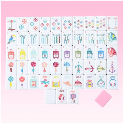 160 Pink Engraved American Mahjong Game Set with Carrying Bag and Accessories, 1.2’’ Mahjong Tile Set - color: 2-pink