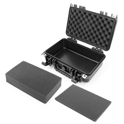 CASEMATIX 12" Waterproof Hard Case with Customizable Foam for Portable Electronics, Tools and Accessories - Hard Shell Plastic Case with Pre-Diced Travel Case Foam Interior - size: 12"
