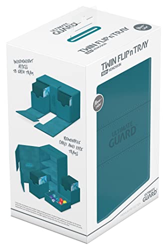 Ultimate Guard Twin Flip'n'Tray 160+, Deck Case for 160 Double-Sleeved TCG Cards + Dice Tray, Petrol, Independent Magnetic Closure & Microfiber Inner Lining - color: Petrol, size: 160+