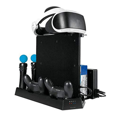 3 in 1 Multi Charging Stand with 2 Cooling Fans for PRO/Slim/PS VR, Controller Docking Station Charger, 11 Card Slot, Vertical Stand Headset Bracket