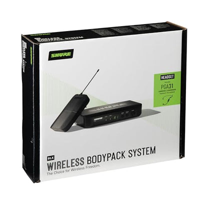 Shure BLX14/P31 Headset Audio System J11 Band (596–620 MHz) – BLX4 Receiver, BLX1 Bodypack & PGA31 Cardioid Headset Mic, Up to 14 Hr Battery, 300 ft Range - style: J11 Band (596-616 MHz)