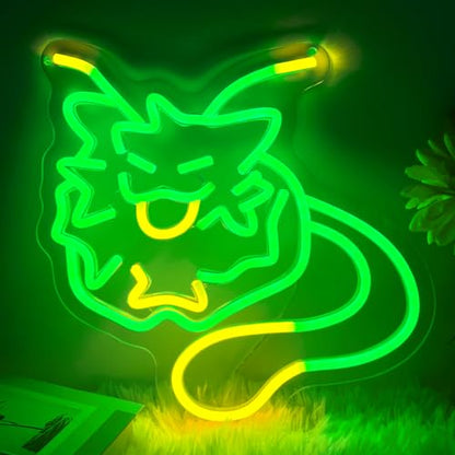 Alien Cat Neon Sign, Green & Yellow LED Light, 12x12 Inch, USB Powered, Dimmable, for Bedroom, Game Room, Party & Gifts - color: S-WXM