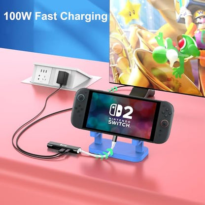RREAKA TV Dock for Nintendo Switch 2 / Switch/Switch OLED, Portable Travel Dock Replacement with 4K@60Hz HDMI, PD 100W Charging, USB 3.0 - color: 블랙 & 화이트-2번째 버전