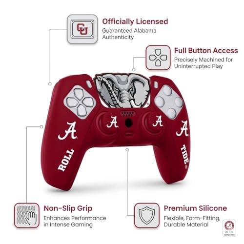 Silicone Gaming Cover Compatible with PS5 Controller - Officially Licensed University of Alabama Crimson Tide Home Design - color: Home-H1