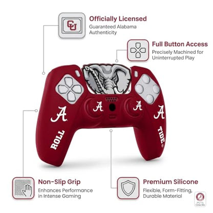 Silicone Gaming Cover Compatible with PS5 Controller - Officially Licensed University of Alabama Crimson Tide Home Design - color: Home-H1