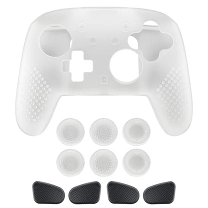 PlayVital Silicone Cover Skin for Nintendo Switch 2 Pro Controller – 3D Studded Edition Anti-Slip Grip Protector Case for Switch 2 Pro with Back Button Cap & Thumb Grips - Clear White - color: Clear White