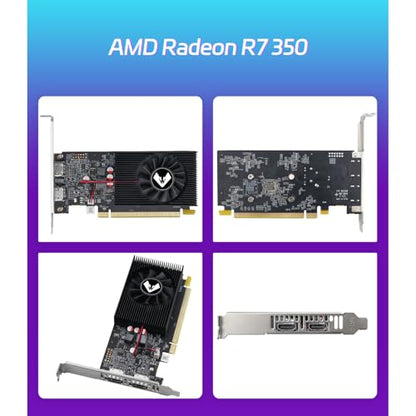 MOUGOL AMD Radeon R7 350 4GB GDDR3 Low Profile Graphics Card, 2*HDMI Port | 128-Bit 512SP GPU with Half-Height Design for SFF Slim Desktop PCs, Supports Windows 10/8.1/7 (Not Win11 Compatible)