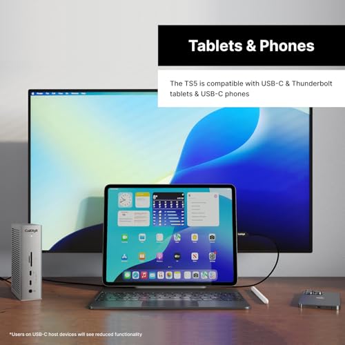 CalDigit TS5 Thunderbolt 5 Dock - 15 Port, 140W Charging, 80Gb/s TBT 5 x 4, USB-C 10Gb x 3, USB-A x2, 2.5Gb Ethernet, Dual 8K@60Hz Displays, SD & microSD UHS-II, 1m Braided Cable, Space Gray 240W PSU - style: TS5