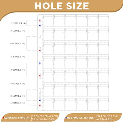 25 Sheets Coin Pocket Pages - 42 Pocket Standard 9-Hole 1050 Pockets Inserts Collecting Sleeves for Coins [33mm X 28mm Each Pocket] CS0312540 - color: 42 Pocket(28mm X 33mm Each Pocket), size: 25 Sheets