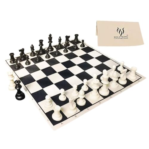 HOLYKING Portable Compact Travel Chess Set 15.7'' No-Wrinkle Fabric Chessboard, Rollup and Easy Carry, Lightweight Chess Game for Kids Adults Beginners - size: 15.7 Inches