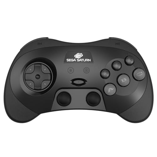 Retro-Bit SEGA Saturn® PRO - 2.4GHz Wireless Pro Controller for Sega Saturn, Sega Genesis Mini, Switch, PC, Mac - Includes 2 Receivers - Black - color: Black